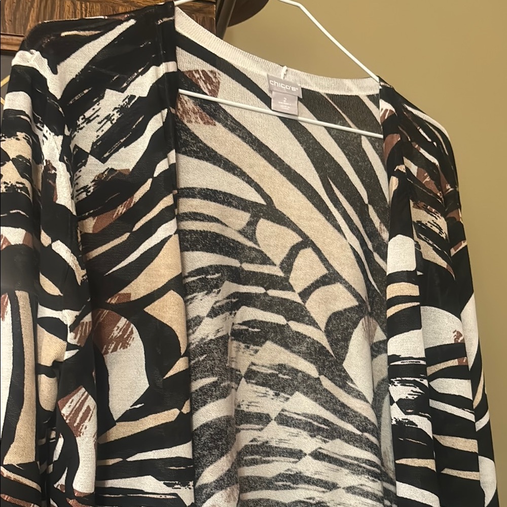 Chico's Wild Patterned Open Cardigan